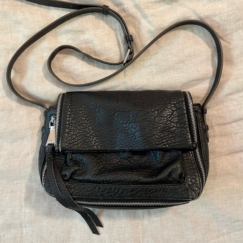 Black leather crossbody bag